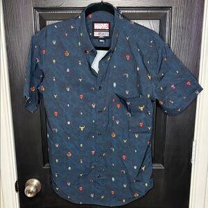 RSVLTS Marvels Avengers Men's Navy Iconic Print Shirt